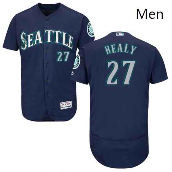 Mens Majestic Seattle Mariners 27 Ryon Healy Navy Blue Alternate Flex Base Authentic Collection MLB Jersey